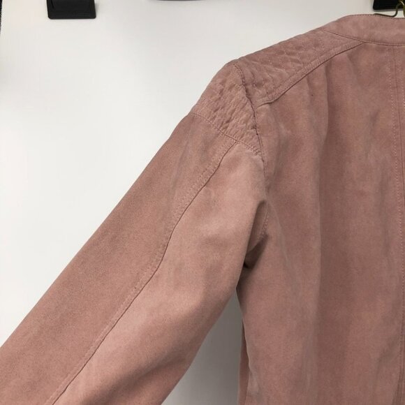 Jacqueline de Yong pale pink  faux suede moto jacket 40 - Picture 7 of 14